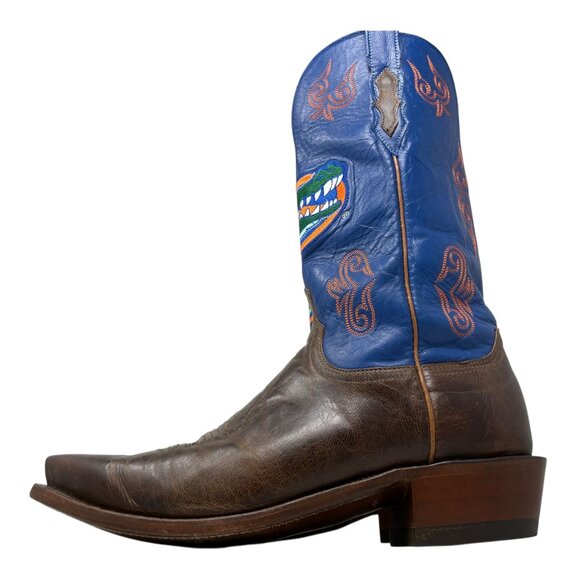 Lucchese 1883 UF Florida Gators Leather Boots Western Cowboy Brown Blue Mens 9D - Picture 3 of 16